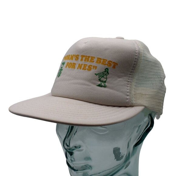 Norms The Best For Nes White Snapback Trucker Hat Pineapple Hula Girl Vintage - Picture 3 of 9